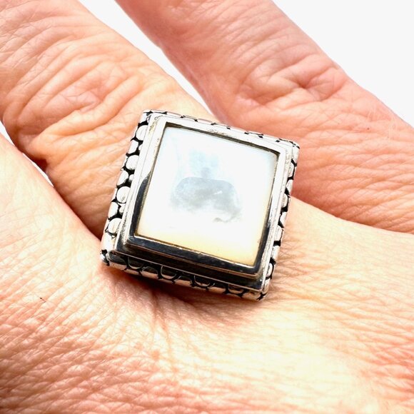 Michael Dawkins Ring Sterling Silver Pearl Caviar Design Size 8 - Picture 2 of 4